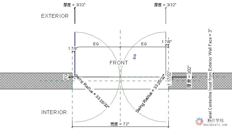 玻璃平开门-双扇